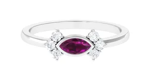 0.75 CT Rhodolite East West Promise Ring with Diamond Stones