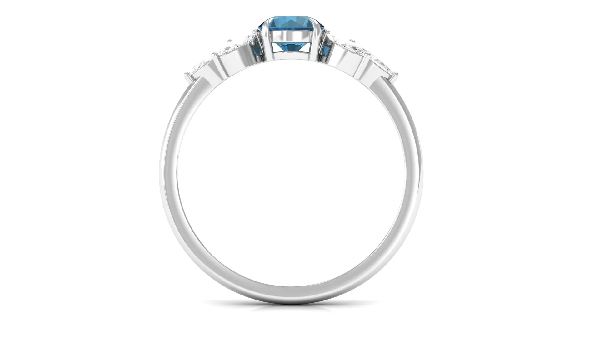 1 CT Nature Inspired London Blue Topaz Ring with Diamond Trio