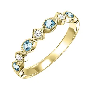 10Kt Yellow Gold Diamond 1/20Ctw & Blue Topaz 1/6Ctw Ring