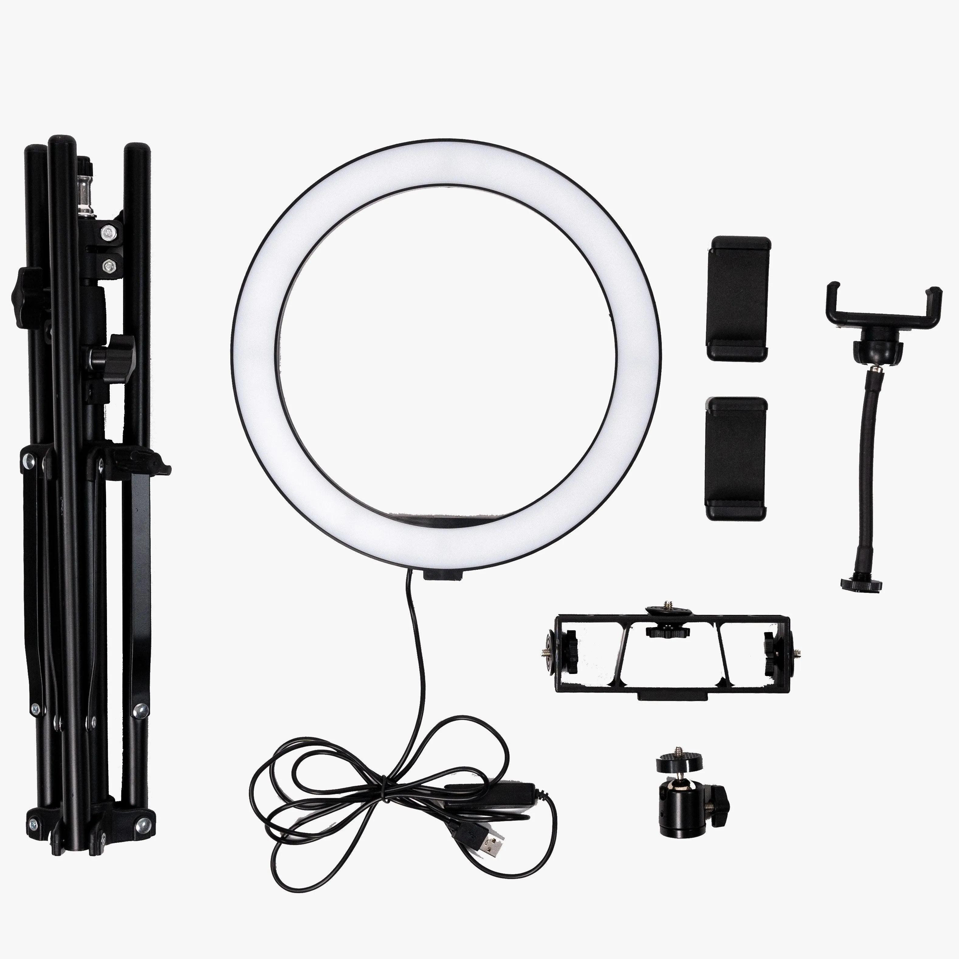 10" LED Livestream Ring Light w/ Triple Phone Mount - Onyx