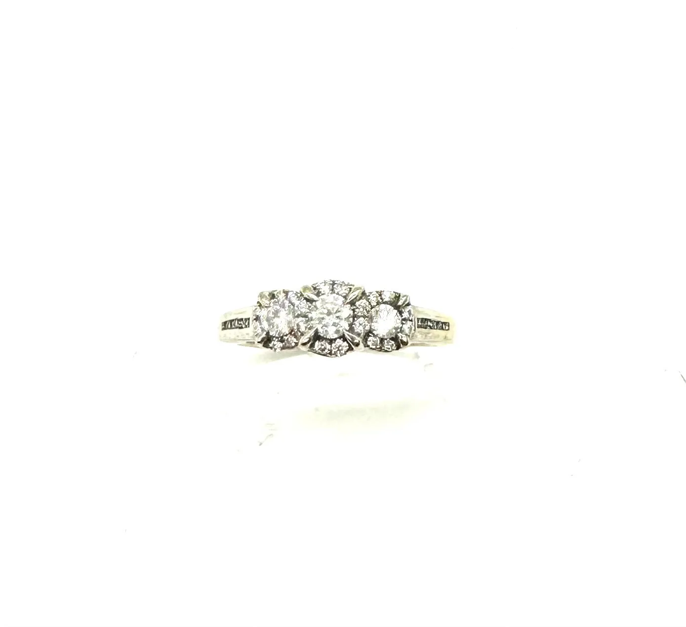 1/2 Ctw 3 Stone Cathedral Set Diamond Ring