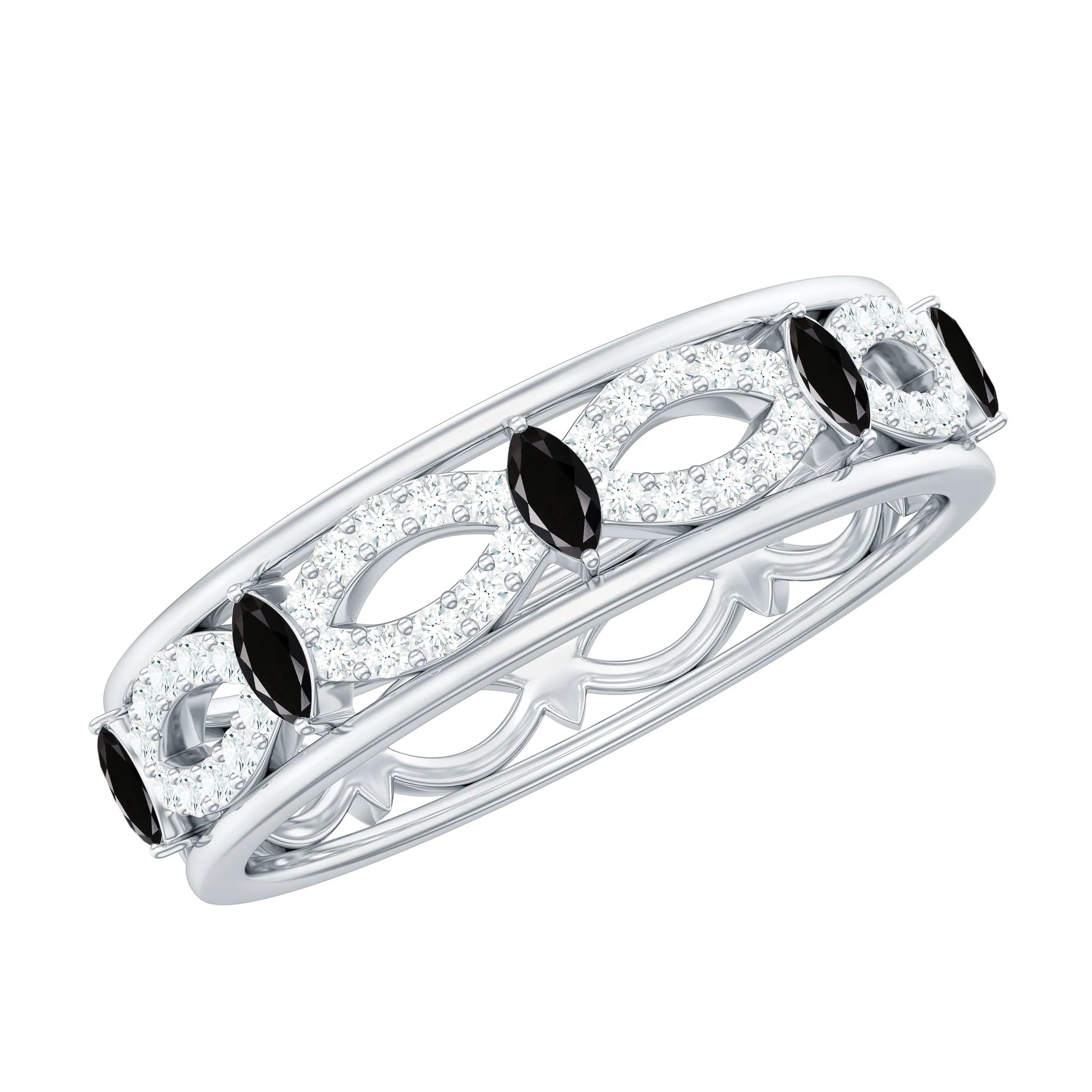 1/2 Diamond Infinity Band with Created Black Diamond