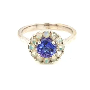 14 Karat White Lady's Halo Gemstone Fasion Ring