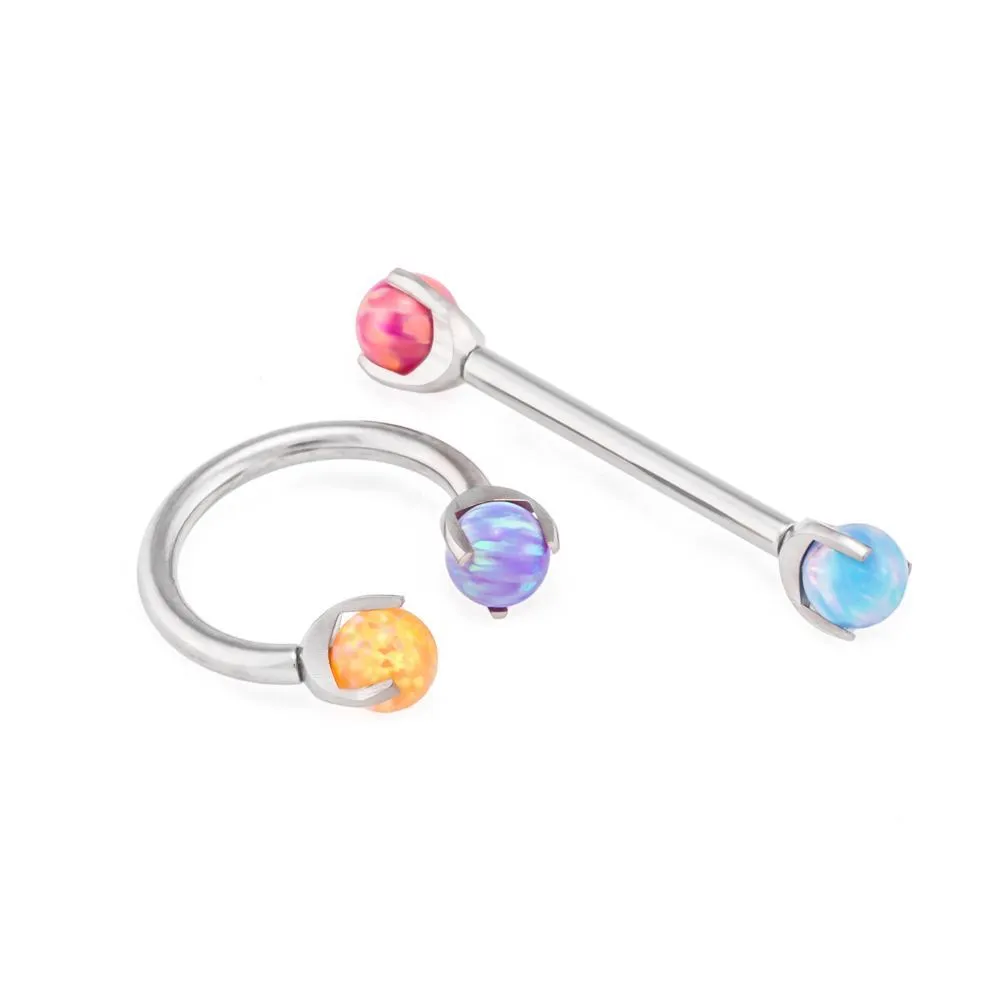 14g-12g Internally Threaded 3mm Prong-Set Opal Ball - Price Per 1