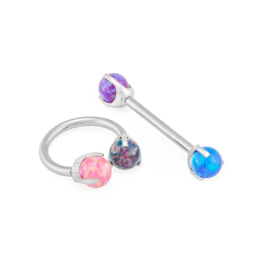 14g-12g Internally Threaded 3mm Prong-Set Opal Ball - Price Per 1