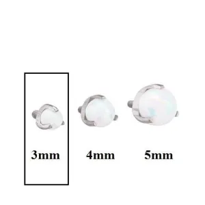 14g-12g Internally Threaded 3mm Prong-Set Opal Ball - Price Per 1