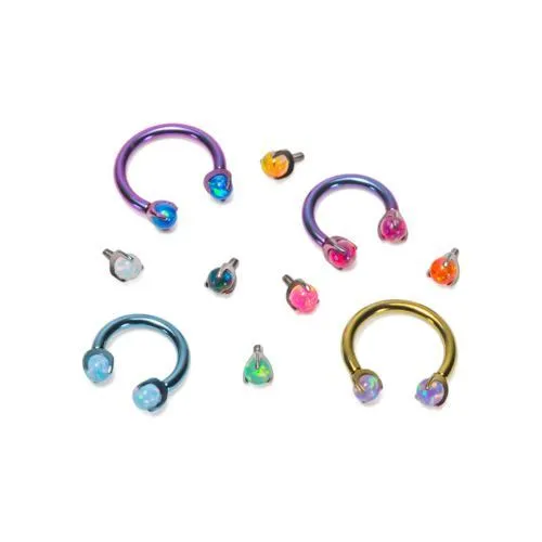 14g-12g Internally Threaded 3mm Prong-Set Opal Ball - Price Per 1