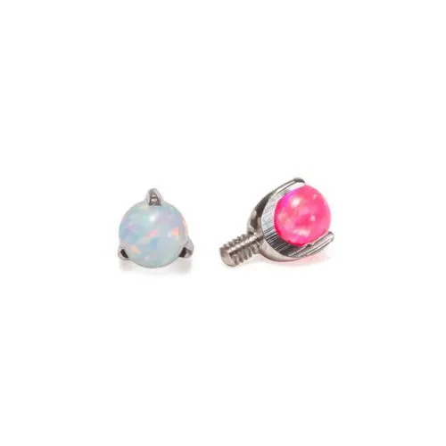 14g-12g Internally Threaded 3mm Prong-Set Opal Ball - Price Per 1