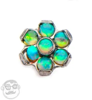 14G Green Opal Flower Titanium Bezel End