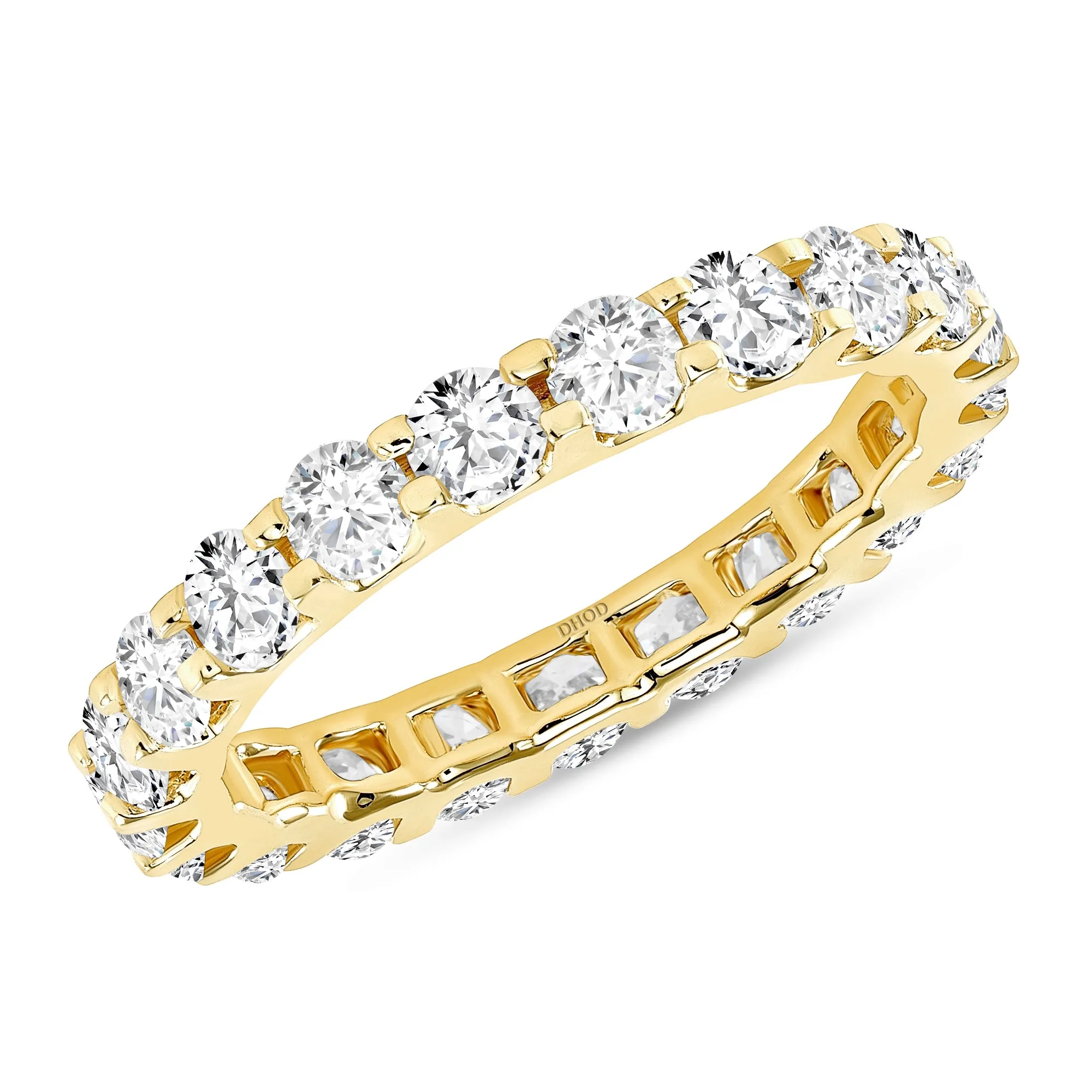 14K Gold 3MM Round Diamond Wedding Eternity Band