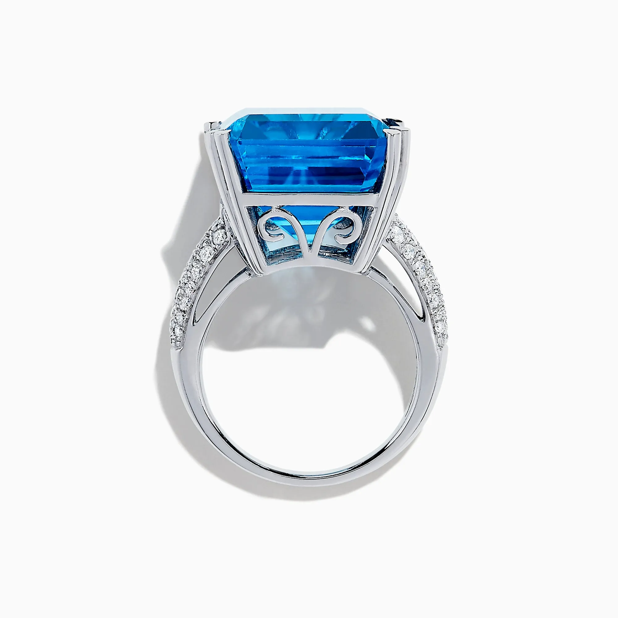 14K White Gold Blue Topaz and Diamond Ring, 29.29 TCW