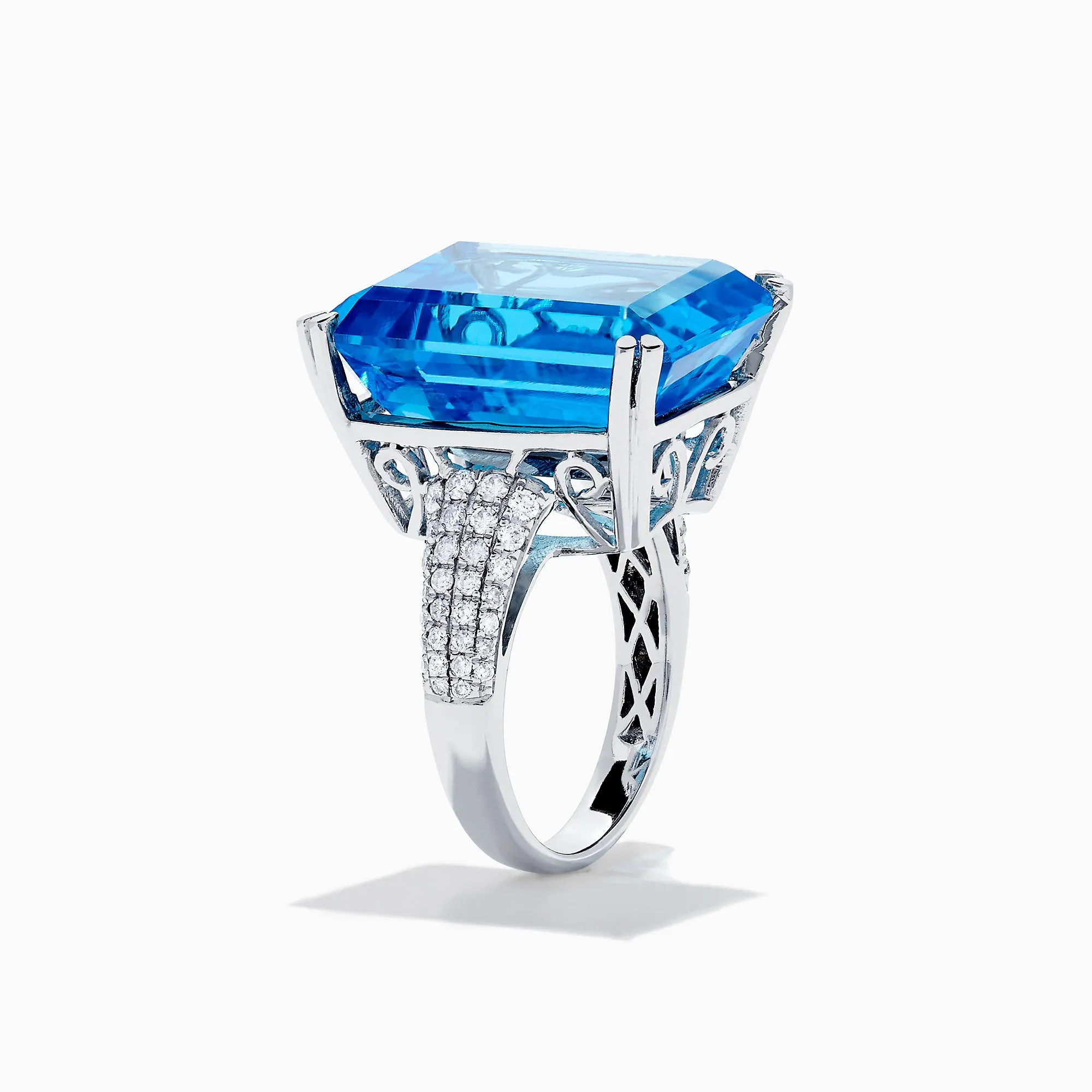 14K White Gold Blue Topaz and Diamond Ring, 29.29 TCW