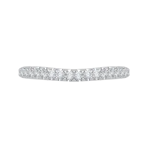 14K White Gold Round Diamond Half Eternity Wedding Band with Euro Shank