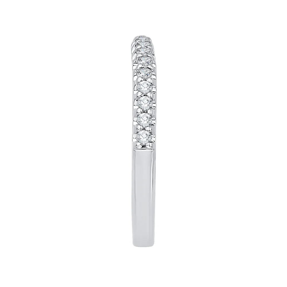 14K White Gold Round Diamond Half Eternity Wedding Band with Euro Shank