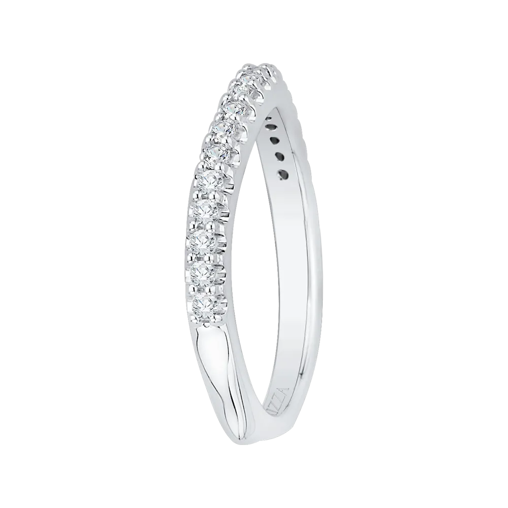 14K White Gold Round Diamond Half Eternity Wedding Band with Euro Shank