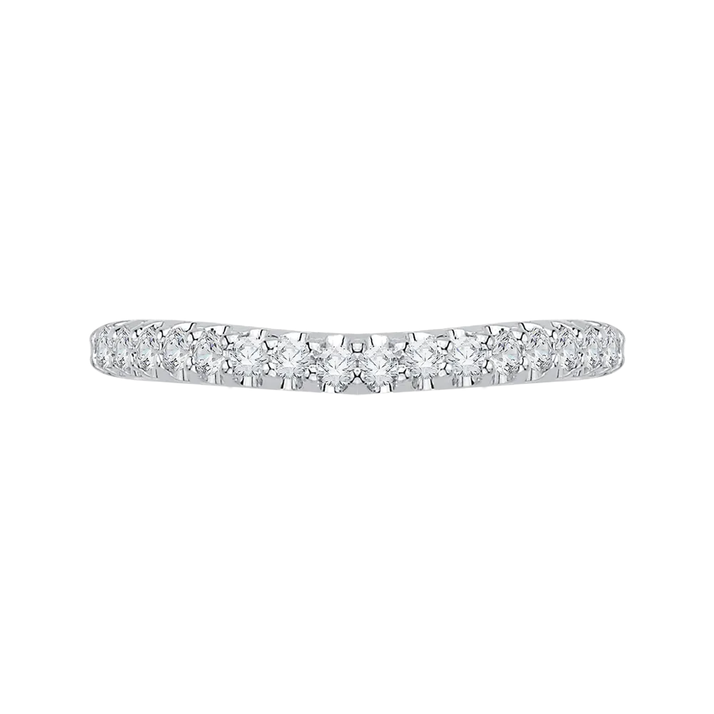 14K White Gold Round Diamond Half Eternity Wedding Band with Euro Shank