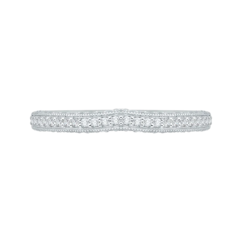 14K White Gold Round Diamond Half Eternity Wedding Band