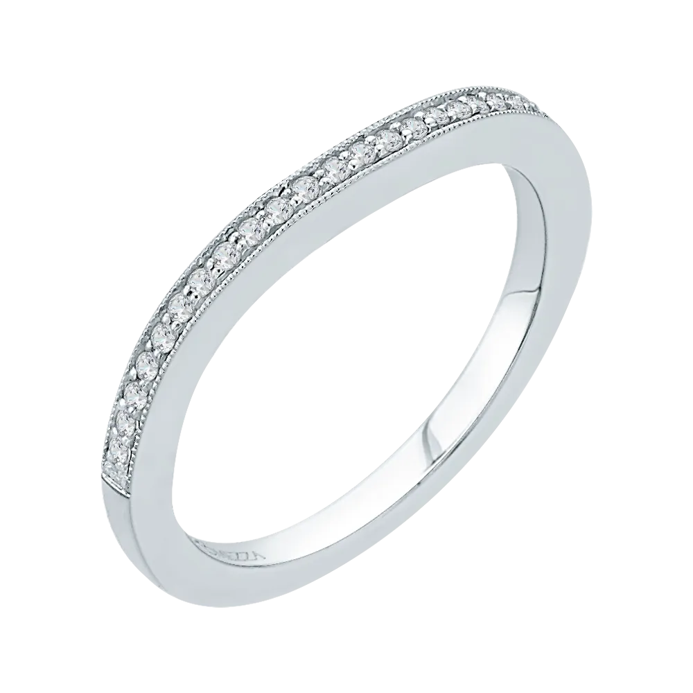 14K White Gold Round Diamond Half Eternity Wedding Band