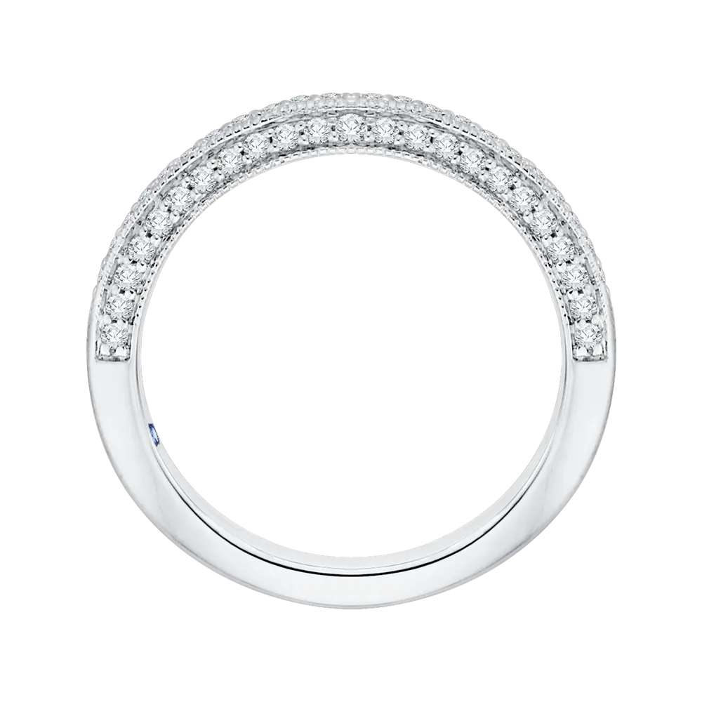 14K White Gold Round Diamond Half Eternity Wedding Band