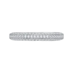 14K White Gold Round Diamond Half Eternity Wedding Band