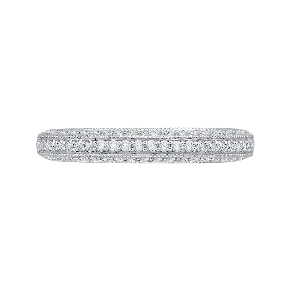 14K White Gold Round Diamond Half Eternity Wedding Band