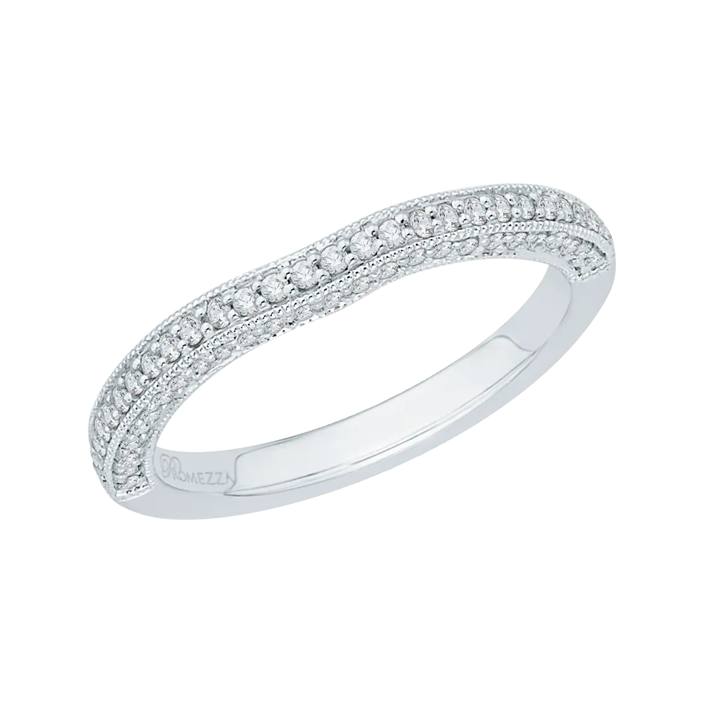 14K White Gold Round Diamond Half Eternity Wedding Band