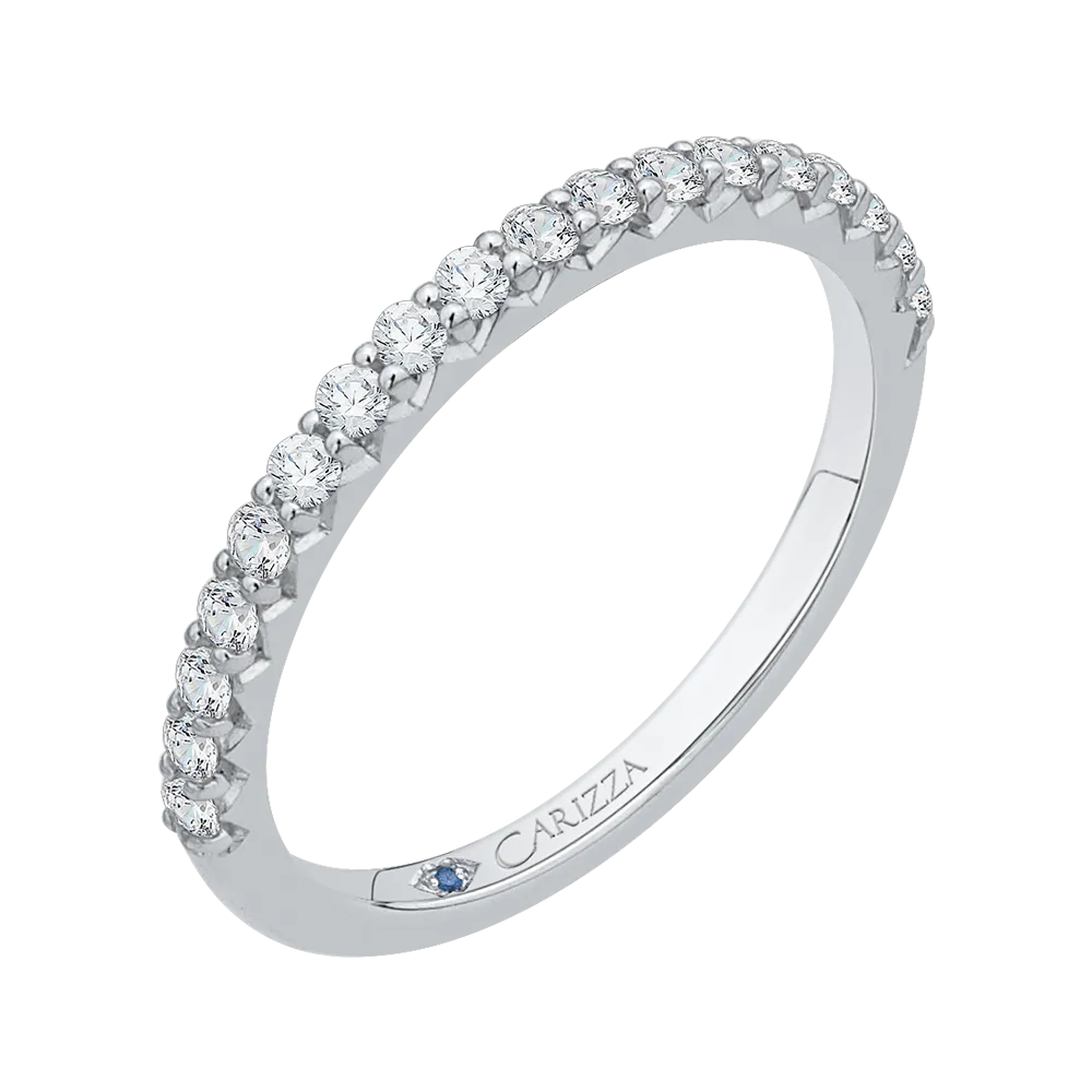 14K White Gold Round Diamond Wedding Band