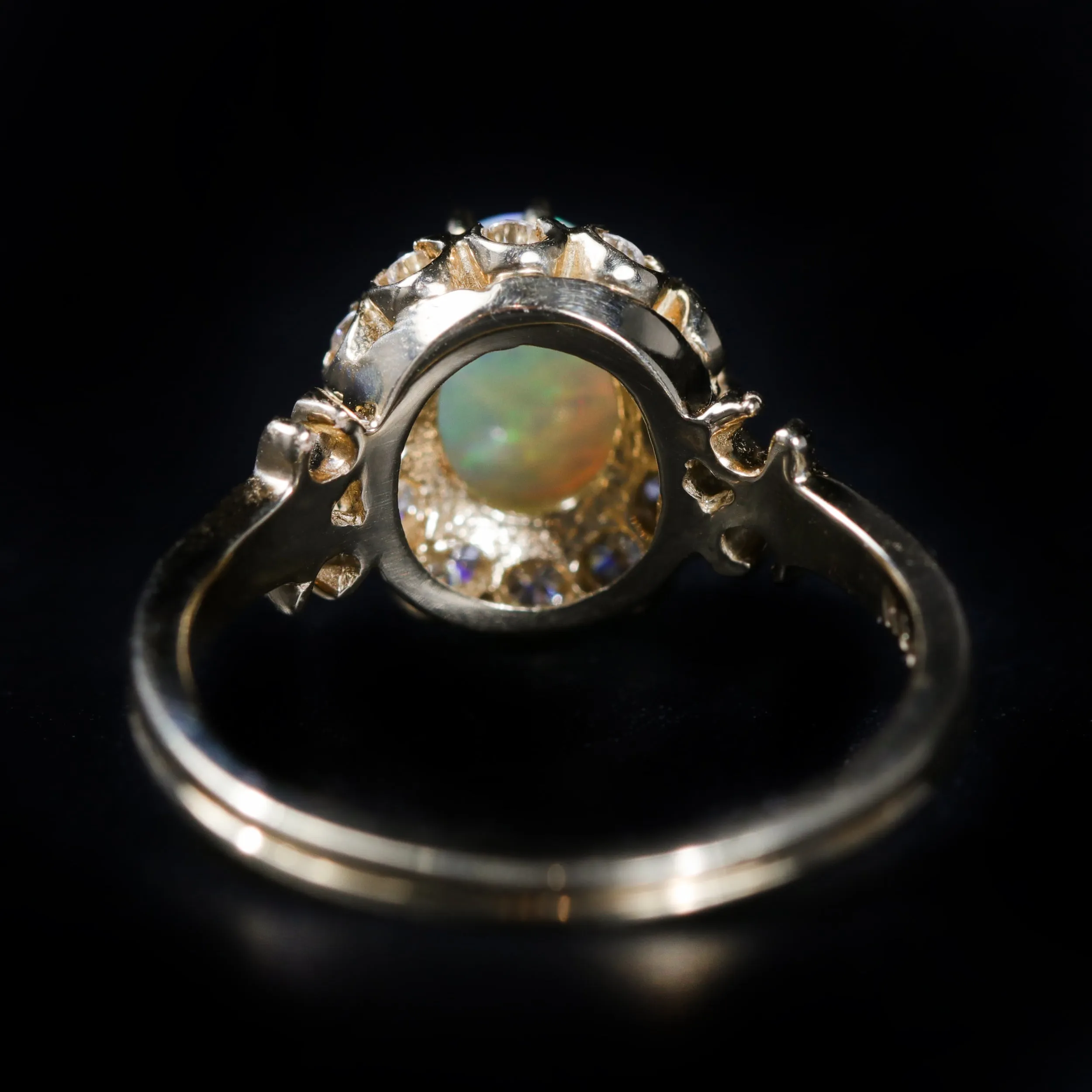 14k Yellow Gold 0.65 Carat Opal and Diamond Ring