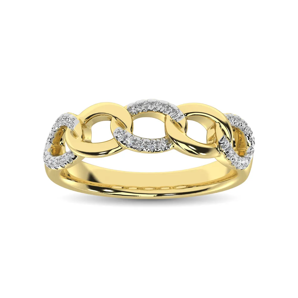 14K Yellow Gold 1/6 Ct.Tw. Diamond Interlinked Annivesary Band