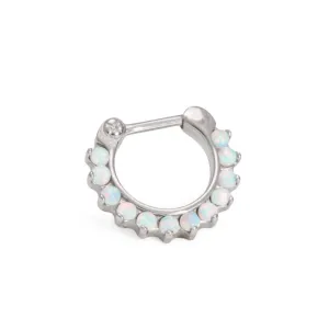 16g Steel Septum Clicker with Opals