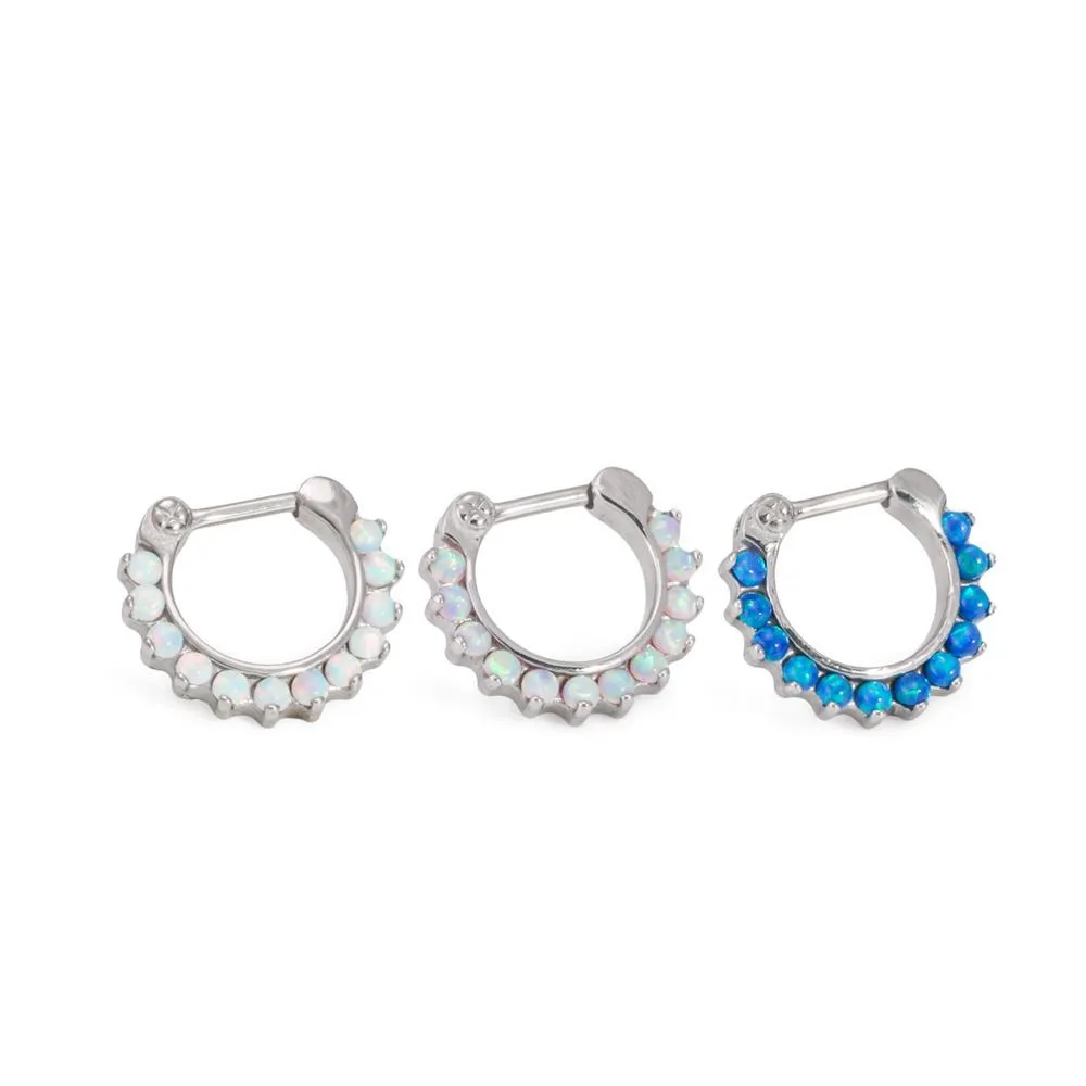 16g Steel Septum Clicker with Opals