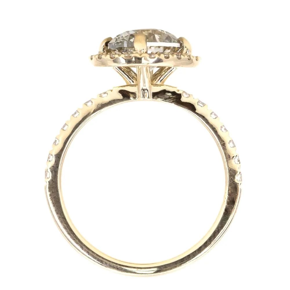 1.70ct Fancy Oval Grey Diamond and Askew Diamond Halo in 14K Yellow Gold