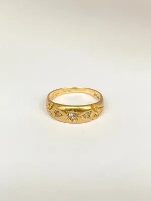 18ct Gold, Victorian, Antique, Trilogy Diamond Gypsy Ring, Birmingham 1876