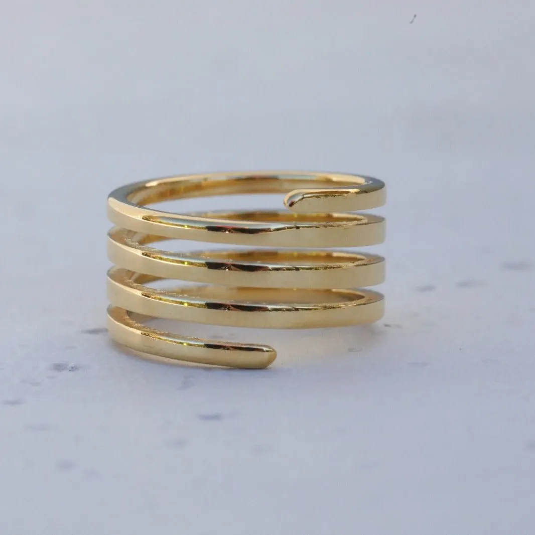 18K Gold-Filled Layered Ring - Spiral Ring - Stackable Rings for Women