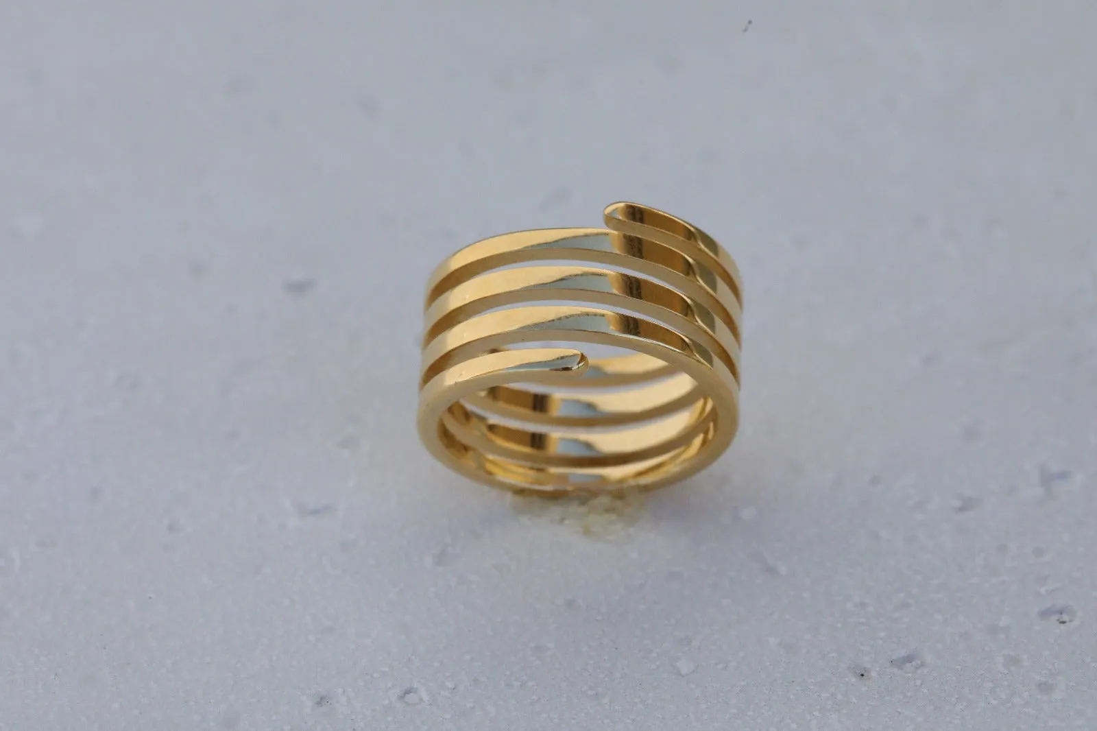 18K Gold-Filled Layered Ring - Spiral Ring - Stackable Rings for Women