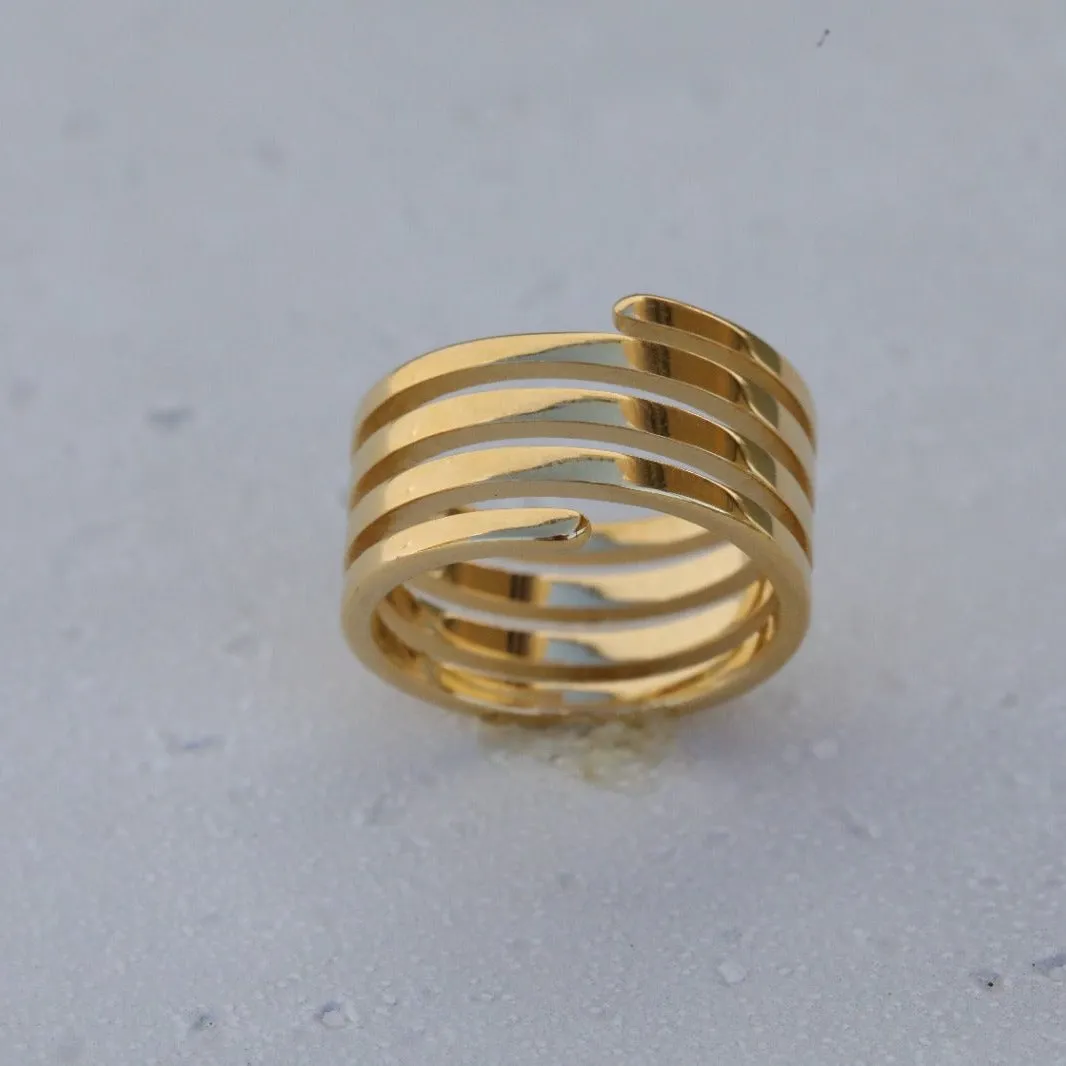 18K Gold-Filled Layered Ring - Spiral Ring - Stackable Rings for Women