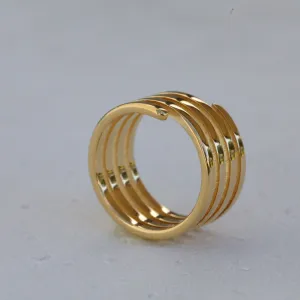 18K Gold-Filled Layered Ring - Spiral Ring - Stackable Rings for Women