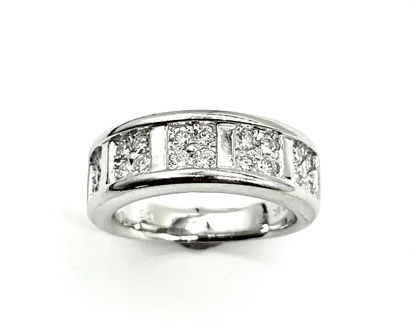 18k White Gold Wide Diamond Band