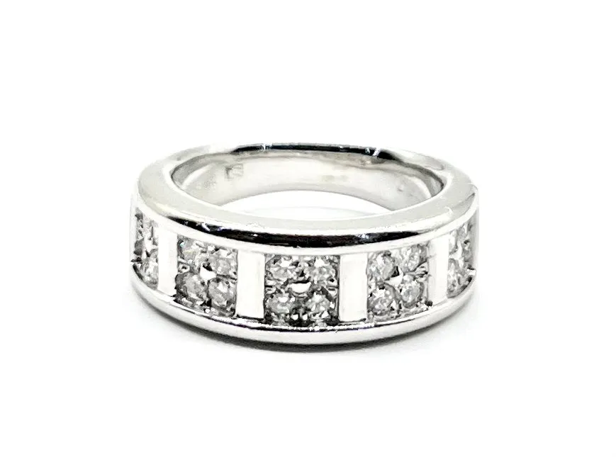 18k White Gold Wide Diamond Band