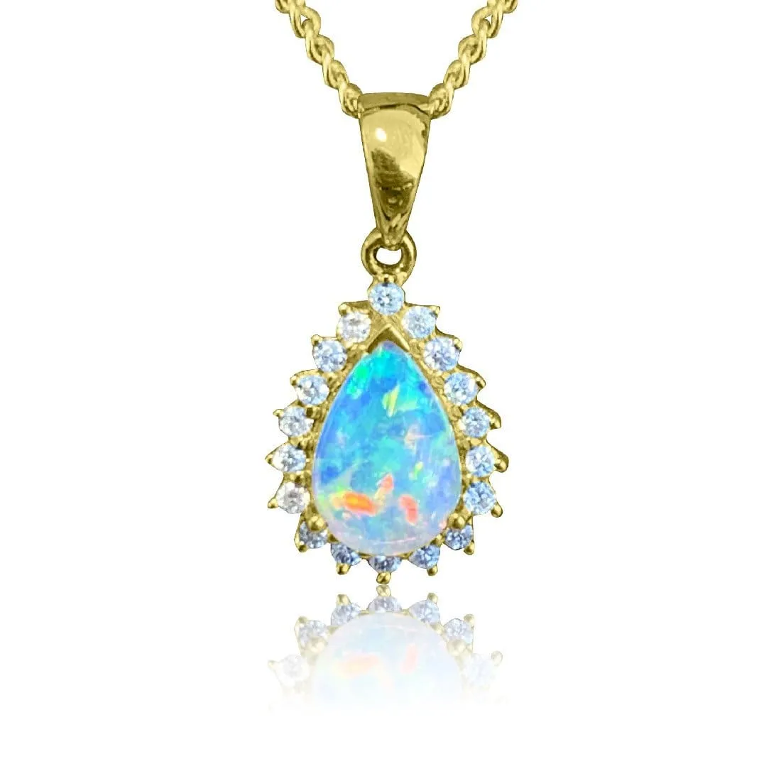 18kt Yellow Gold Opal and Diamond cluster pendant