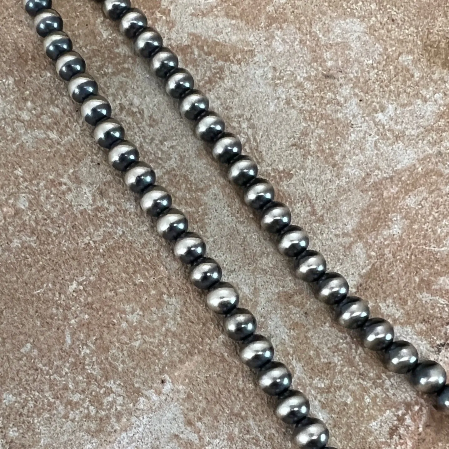 18" Single Strand Oxidized Sterling Silver Beaded Necklace 5 mm