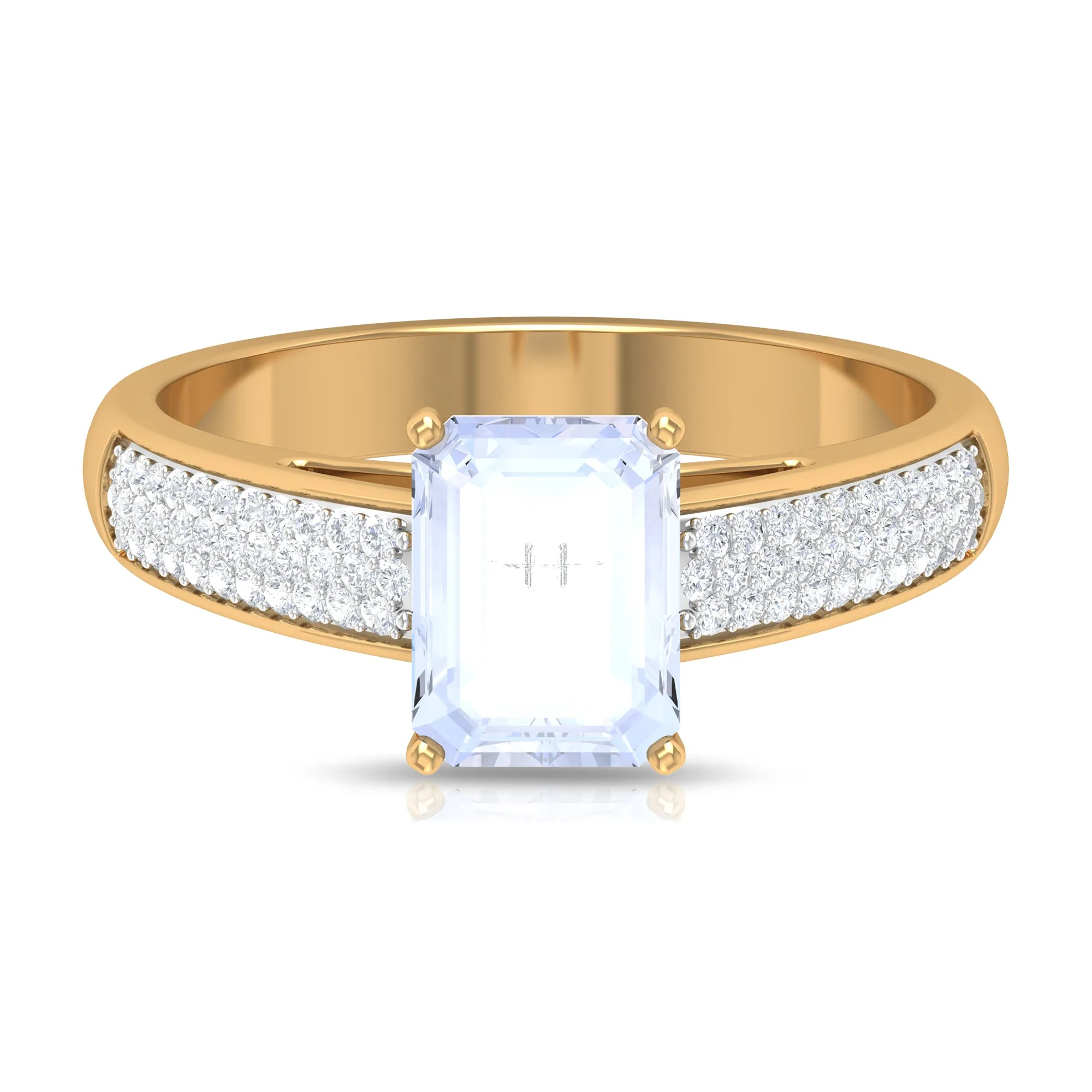 2.25 CT Peg Head Set Solitaire Moonstone and Diamond Ring