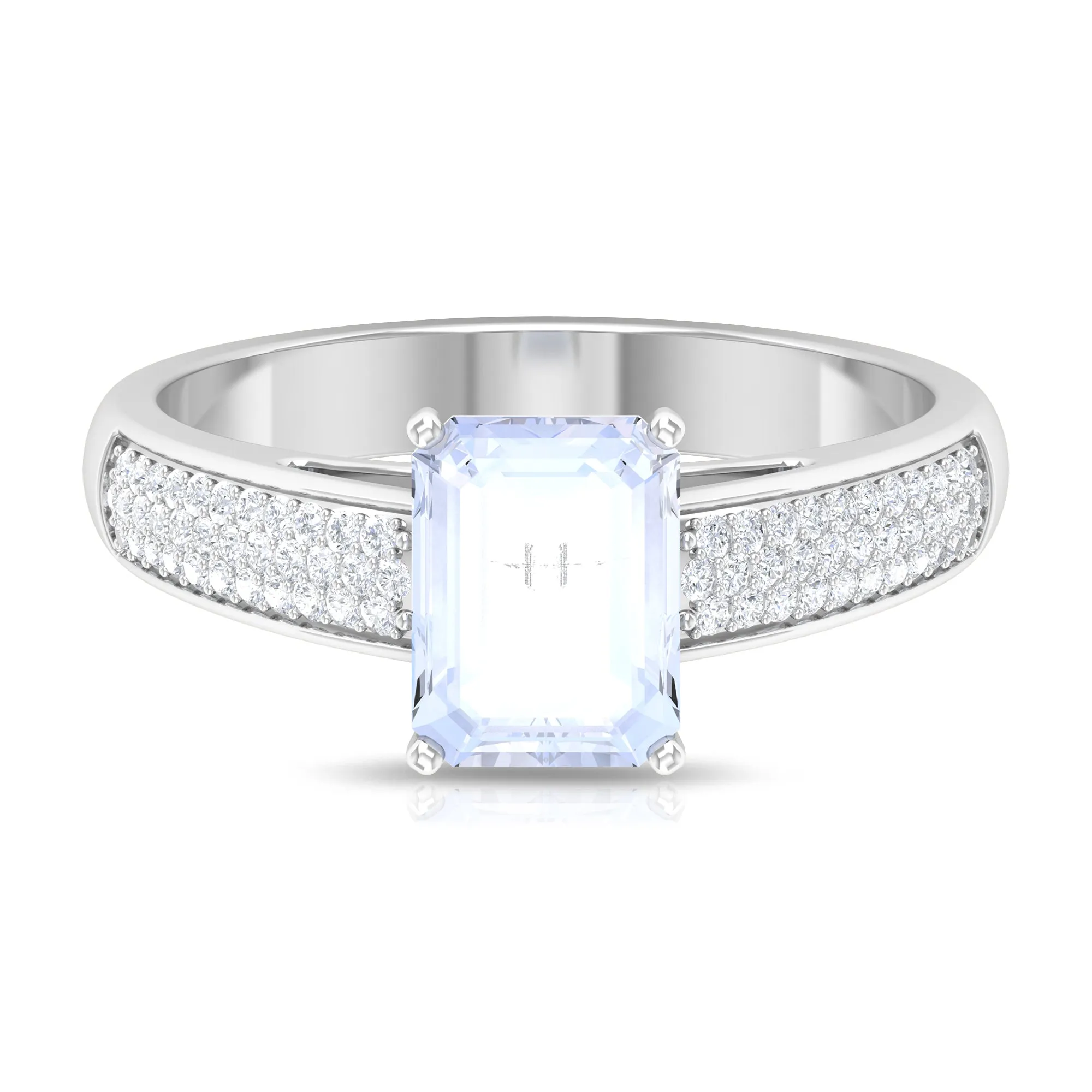 2.25 CT Peg Head Set Solitaire Moonstone and Diamond Ring