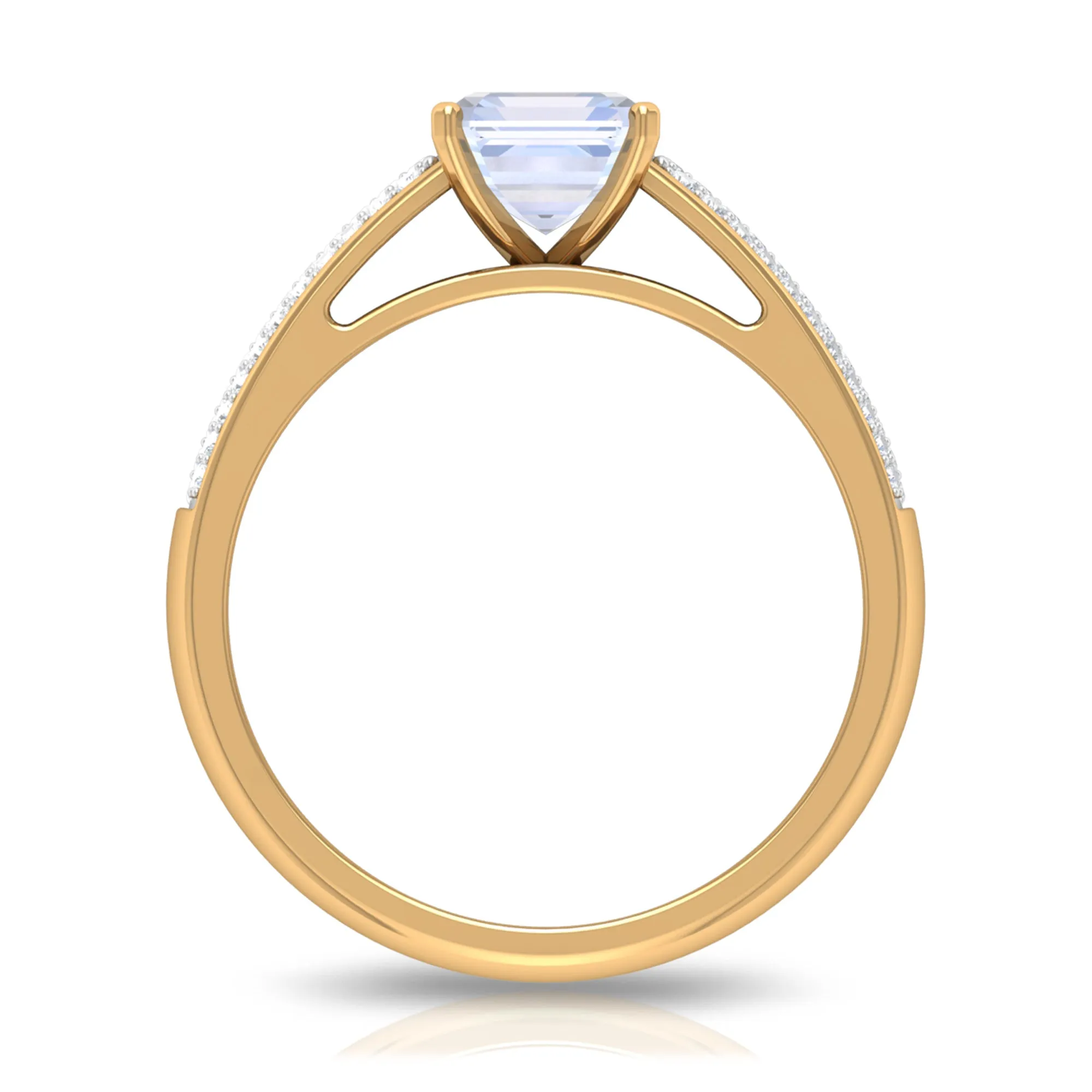 2.25 CT Peg Head Set Solitaire Moonstone and Diamond Ring