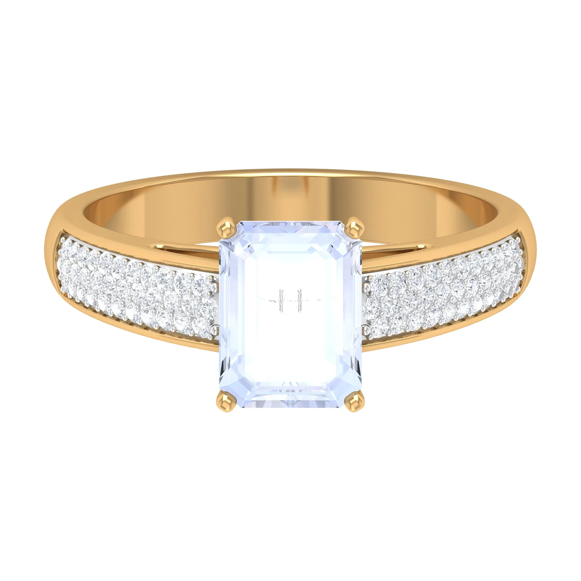 2.25 CT Peg Head Set Solitaire Moonstone and Diamond Ring