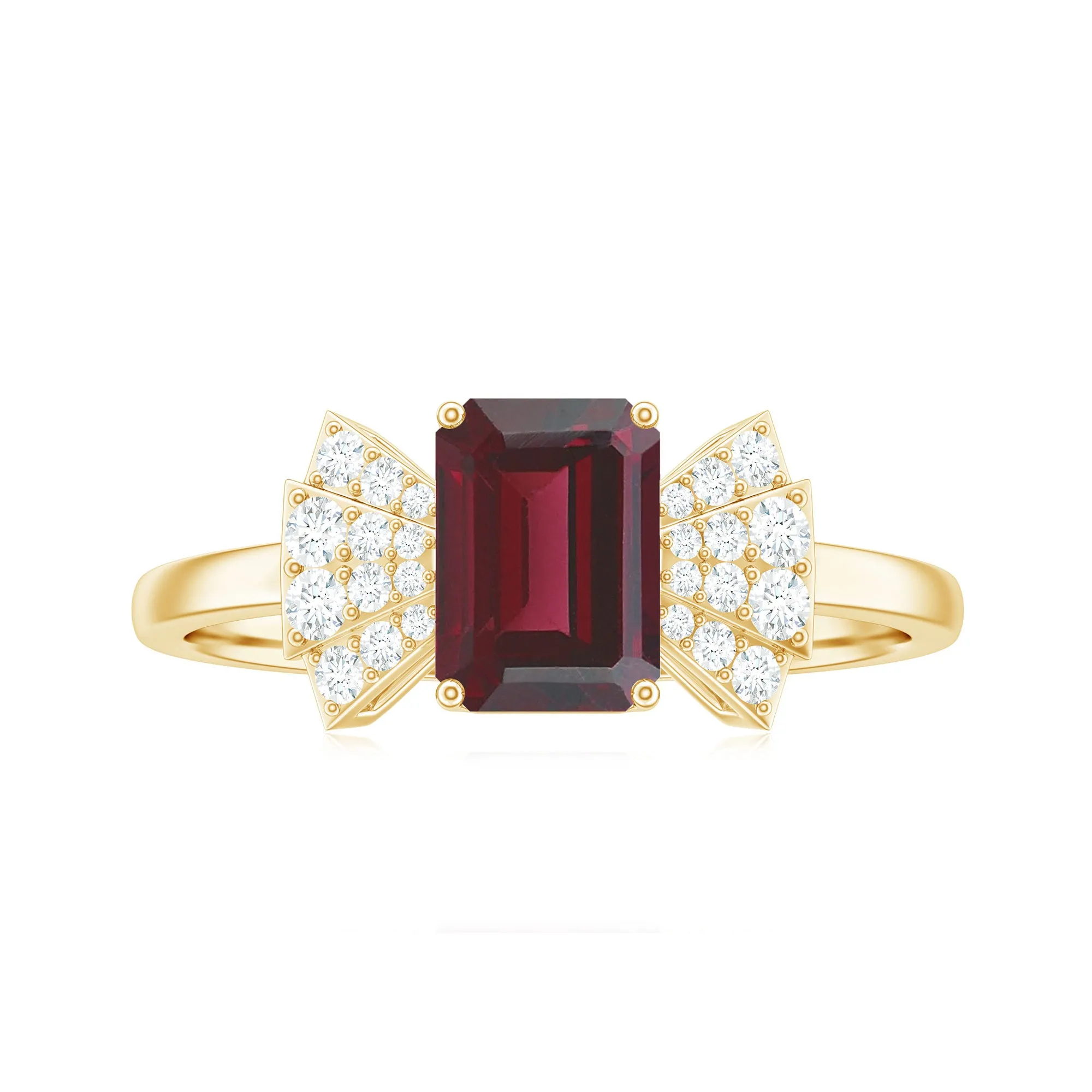 2.50 CT Designer Rhodolite Solitaire Ring with Diamond Stones