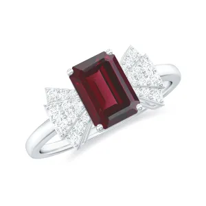 2.50 CT Designer Rhodolite Solitaire Ring with Diamond Stones