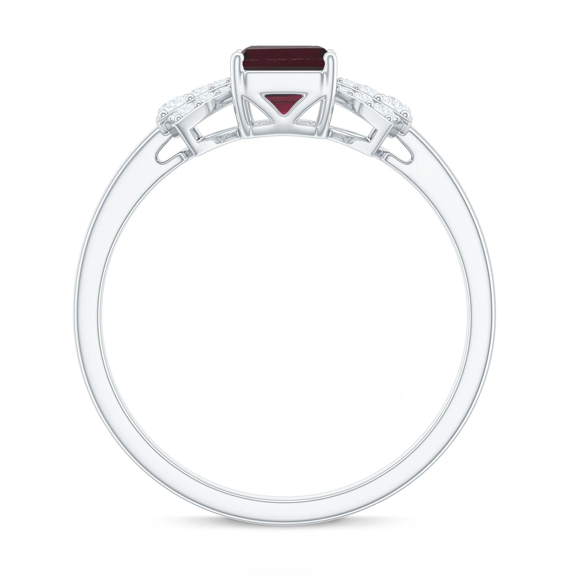 2.50 CT Designer Rhodolite Solitaire Ring with Diamond Stones