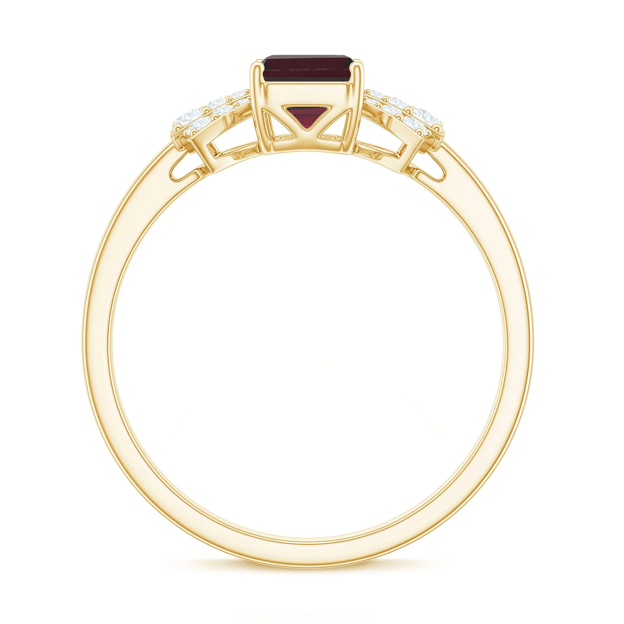 2.50 CT Designer Rhodolite Solitaire Ring with Diamond Stones