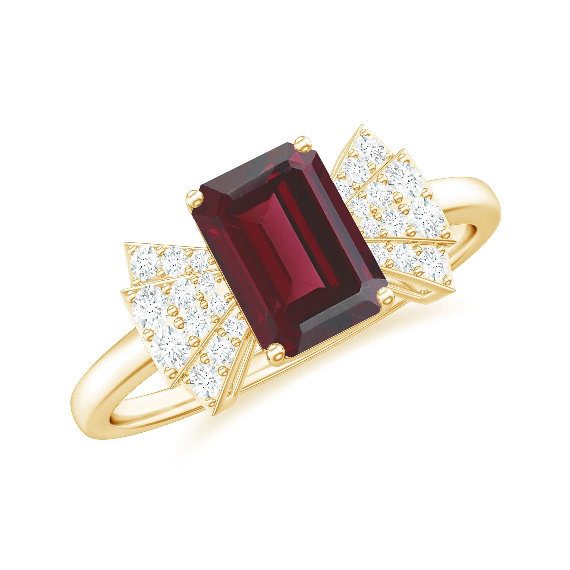 2.50 CT Designer Rhodolite Solitaire Ring with Diamond Stones